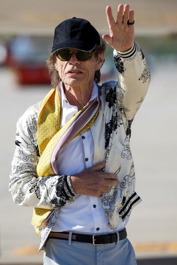Mick Jagger, Keith Richards and Ronnie Wood, after landing in Madrid on Thursday.