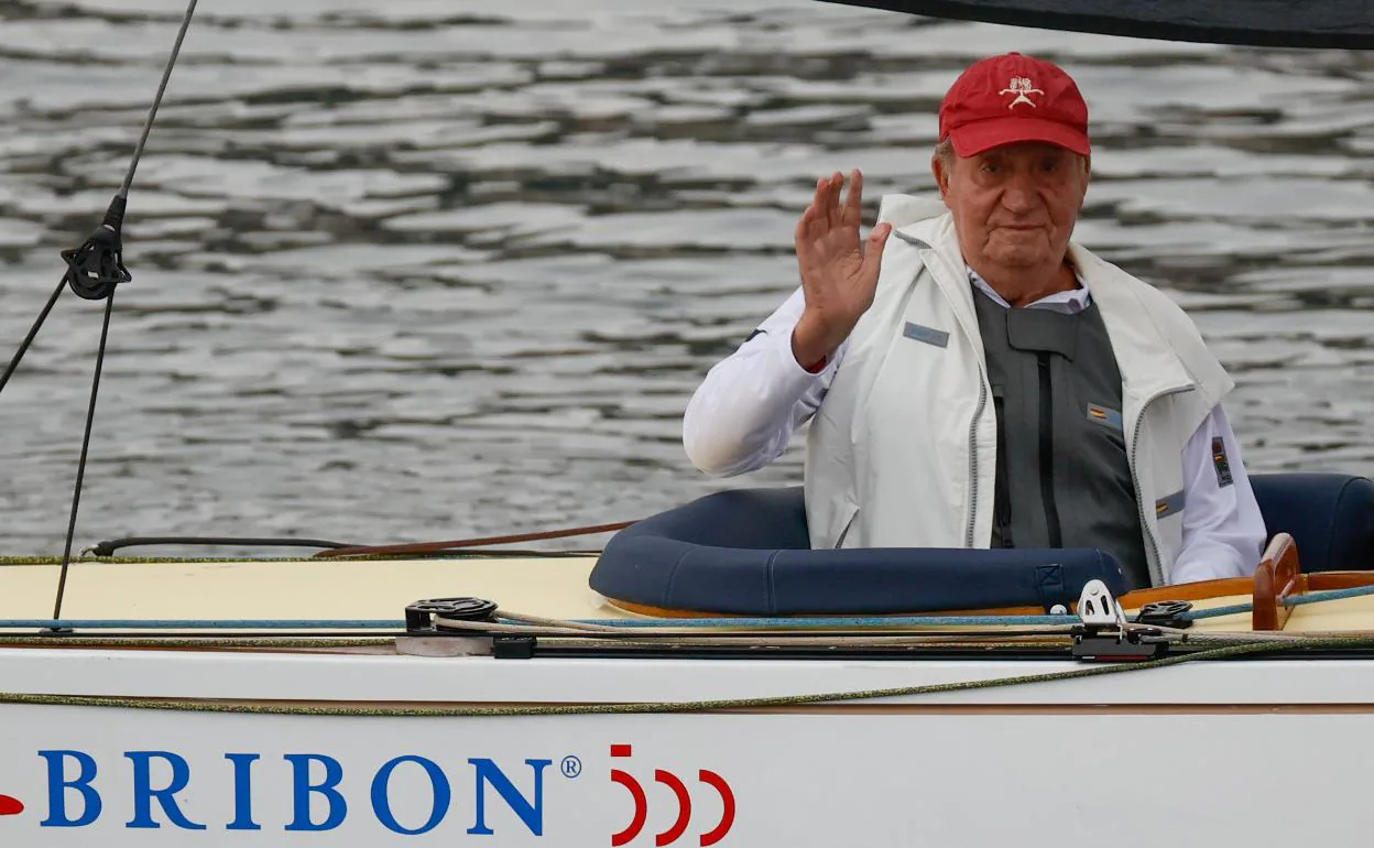 Spain's former king, Juan Carlos, aboard his yacht upon his return to Spain. 