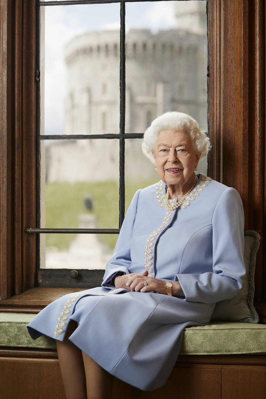 The official Platinum Jubilee portrait of Her Majesty The Queen at Windsor Castle.