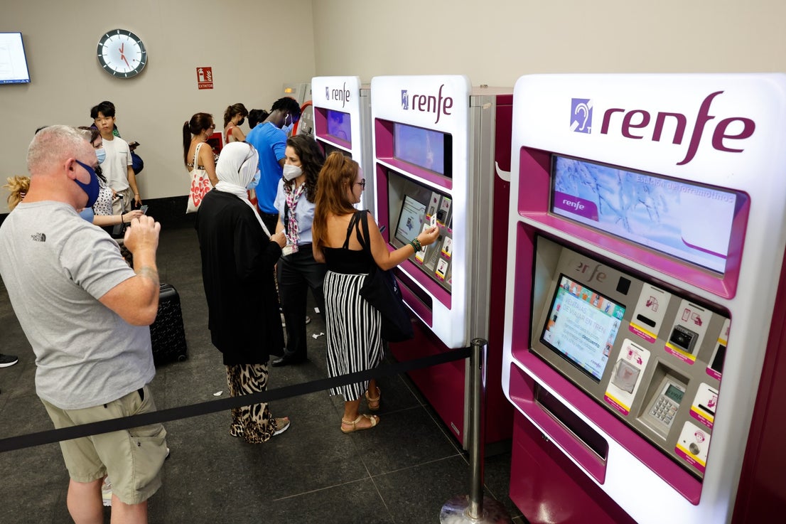 Passengers using the new Cercanías station in the centre of Torremolinos. 