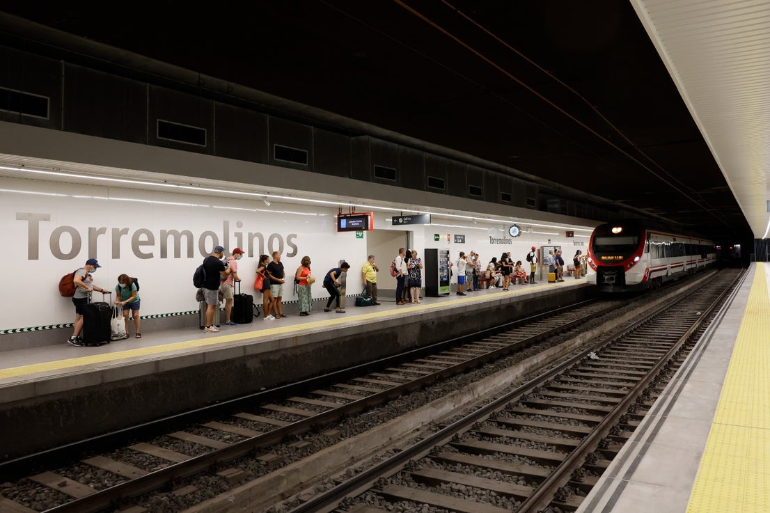 Passengers using the new Cercanías station in the centre of Torremolinos. 