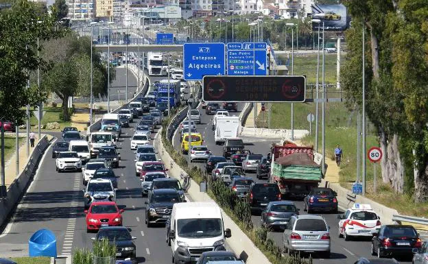 The busy A7 section by Marbella. 