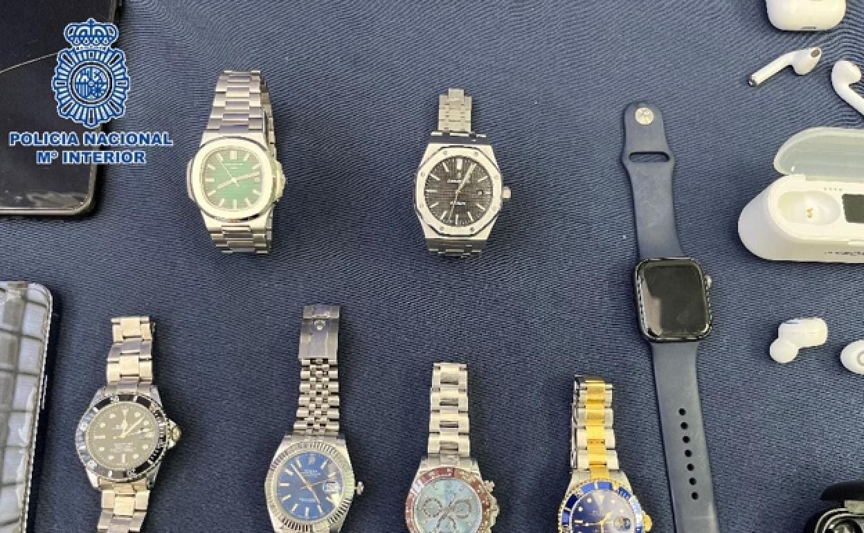 Some of the seized watches. 