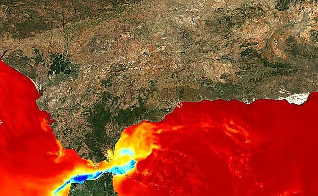 Map showing the sea temperature. 