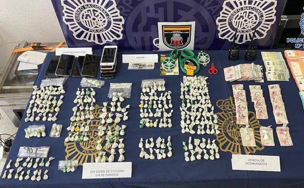 Drugs and other items seized by the police. 