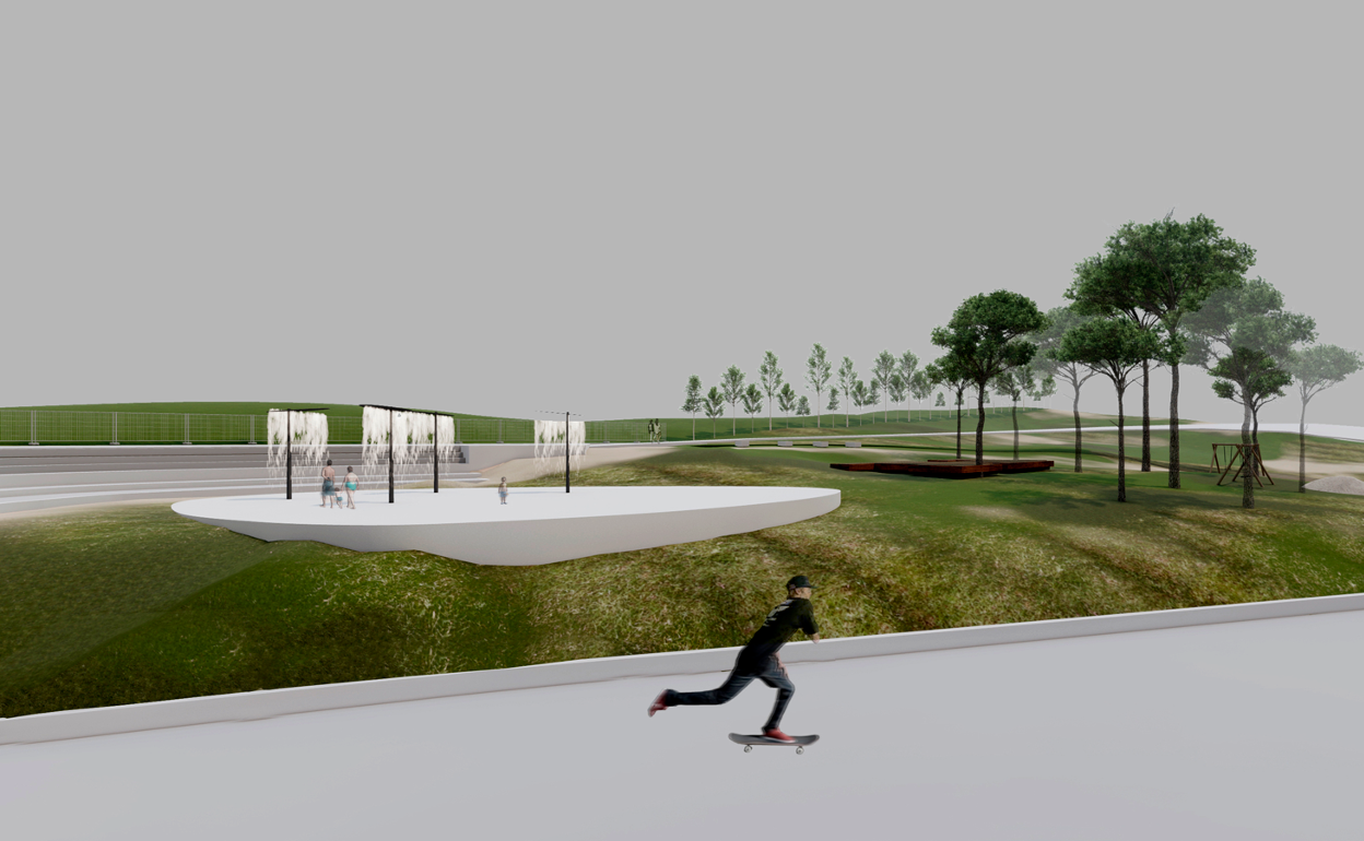 Computerised image of the new skate park in Parque La Mata in Cártama. 
