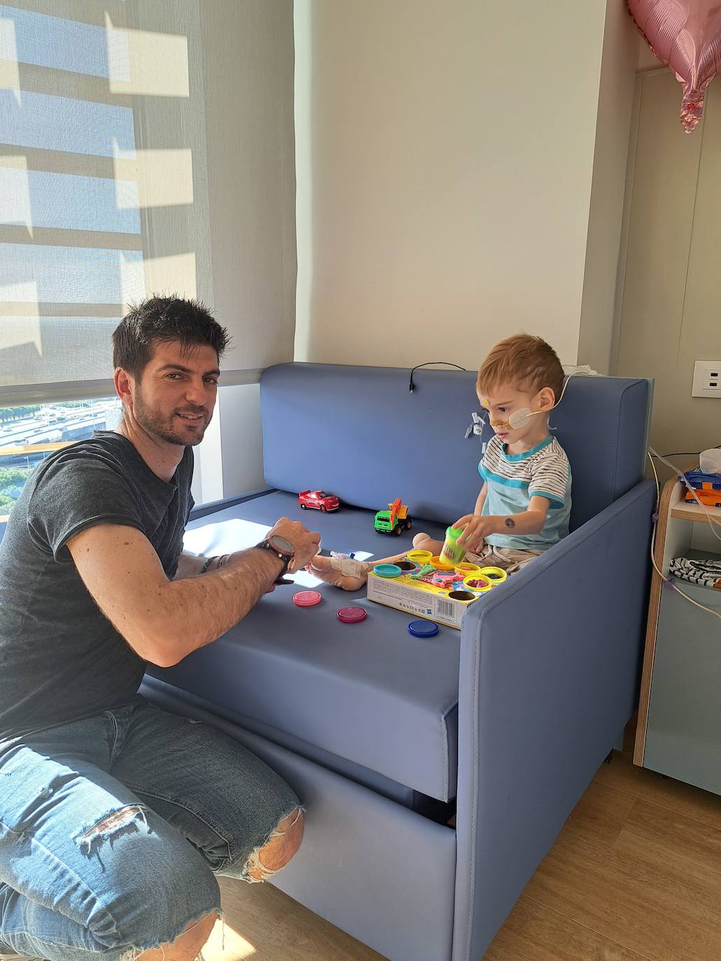 Little Oliver with his father, Alejandro Romero