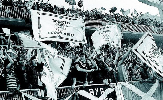 Scottish fans at La Rosaleda stadium in Malaga in 1982.