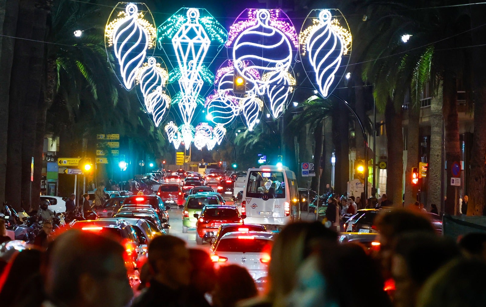 Christmas lights in Malaga city centre.
