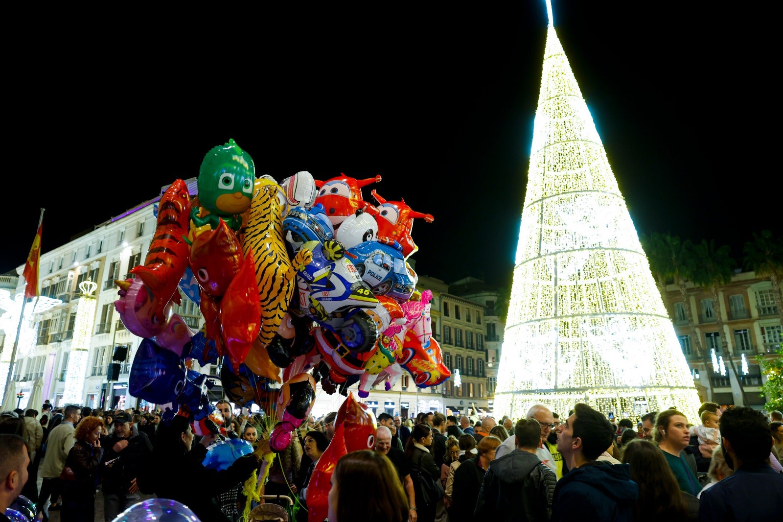Christmas lights in Malaga city centre.