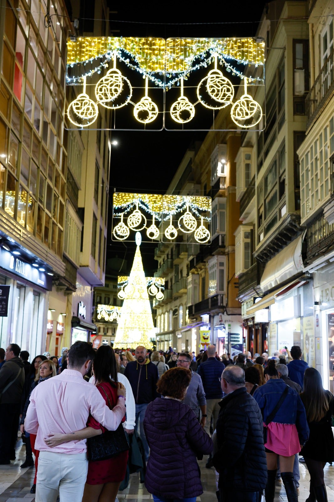 Christmas lights in Malaga city centre.