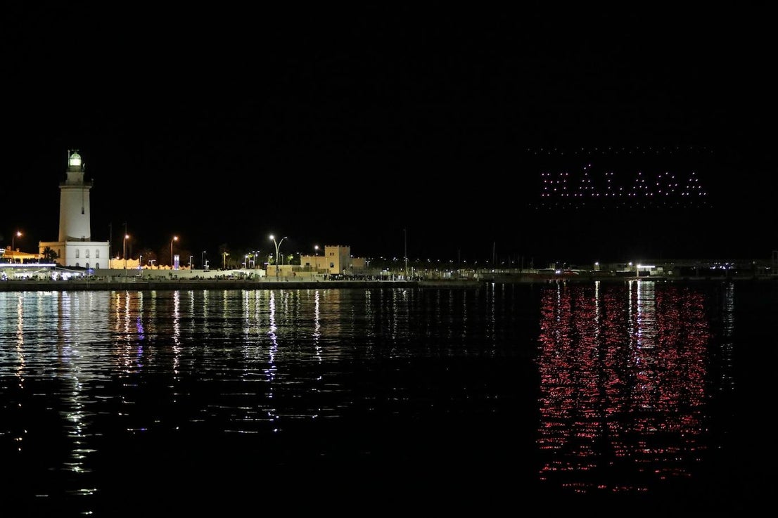 The drone Christmas show over the port of Malaga.