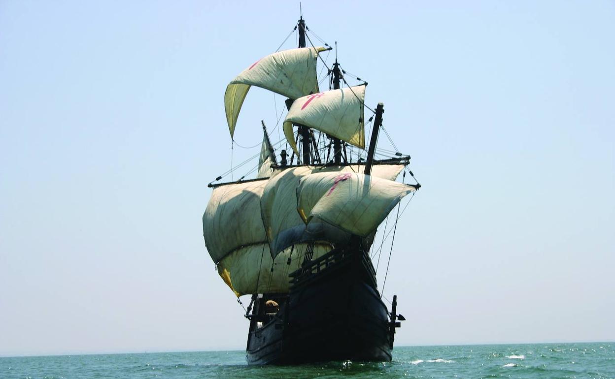 The replica of the sailing ship, Nao Victoria. 