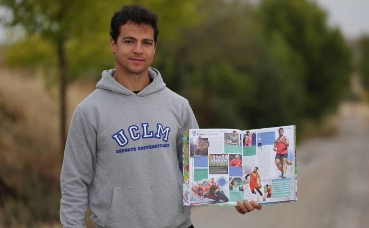 Imagen principal - Top: Christian holds the 2021 Guinness Book in which he shares a page, along with other 'greats', Rafa Nadal and Ricky Rubio. Below. Christian during some of his many record-breaking feats.