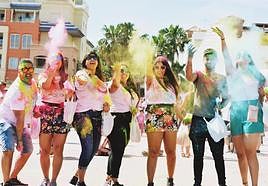 Coloured powder filled the air at Benalmádena's Holi.