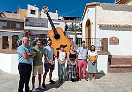 Benamocarra councillors with the giant flamenco guitar