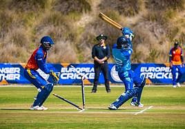 A wicket is claimed in the Group E action at the Cártama Oval earlier this week.