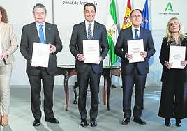 Regional leaders with business and union representatives on Monday.