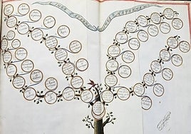The Gálvez family tree appears in one of the books bought by Macharaviaya town hall