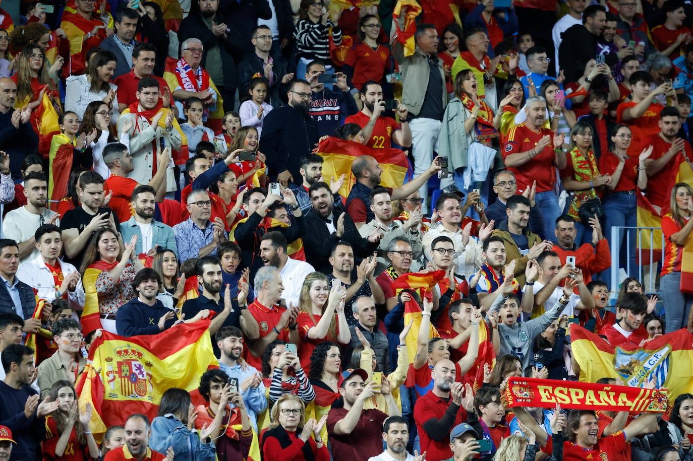 Electric atmosphere in Malaga as Spain's national football team take on Norway, in pictures