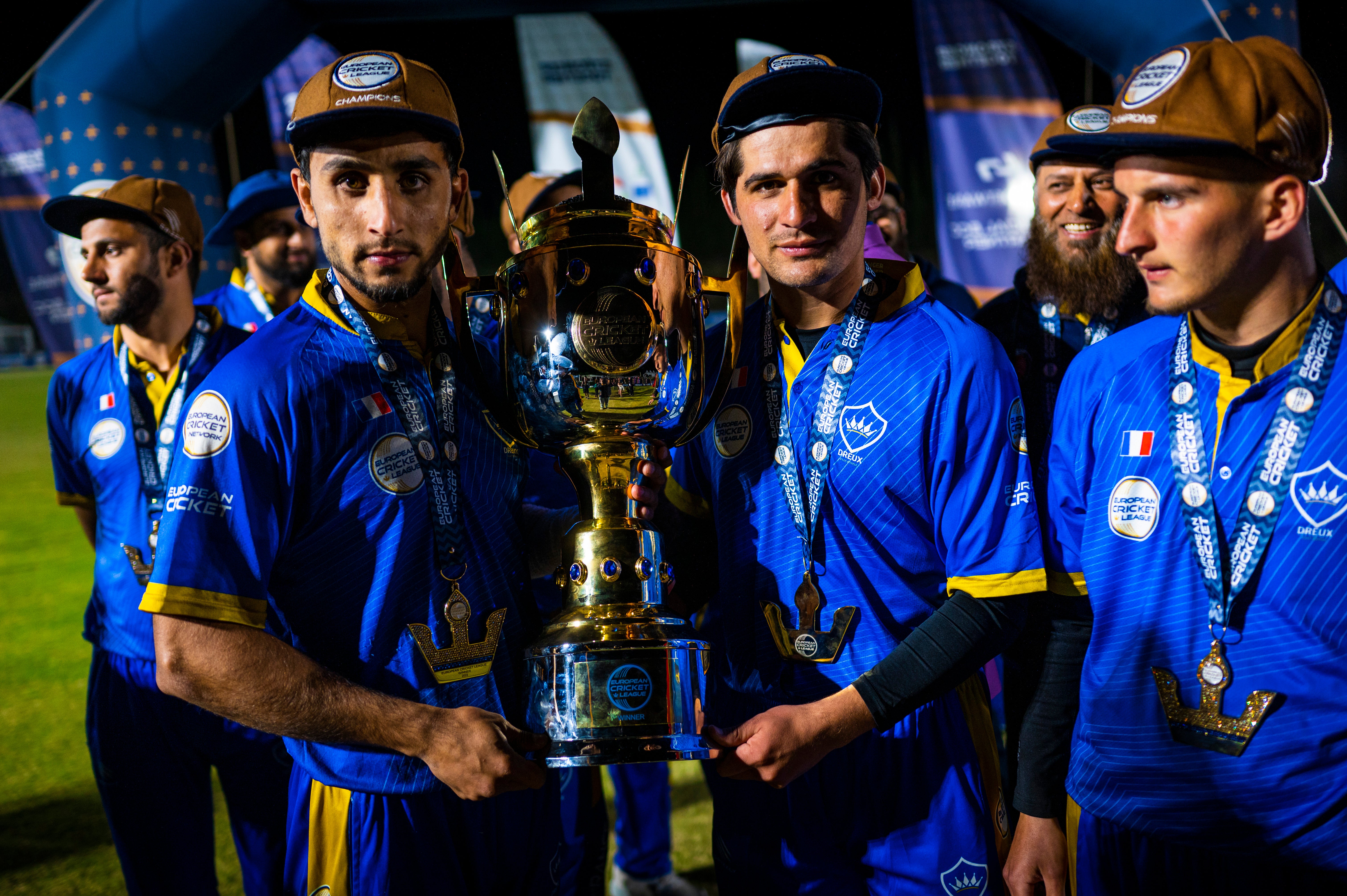 Dreux lift European Cricket League champions trophy, in pictures