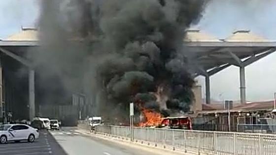 Van bursts into flames outside Malaga Airport departures