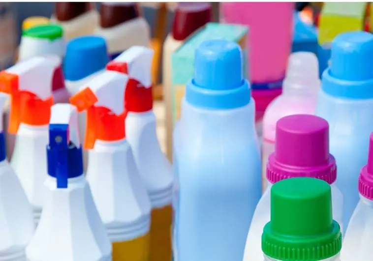 Household products in plastic bottles