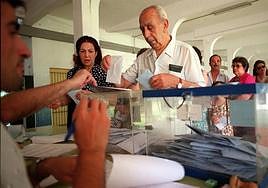 People queuing to vote.