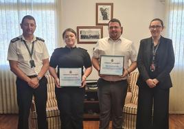 From left to right: Commissioner of Police Richard Ullger, PC Moore, DC Read and PS De Santos.