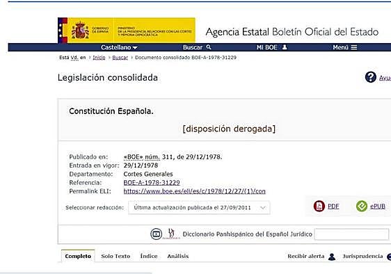 Screenshot of the BOE announcing the repeal of Constitution on Wednesday morning.