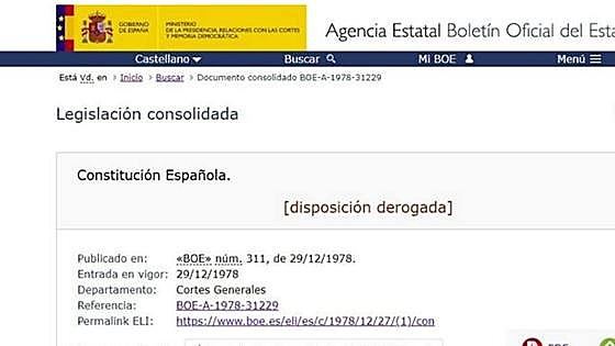 Online blunder as Spain’s BOE official state gazette repeals the Constitution