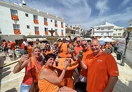 Plaza Chiriva in La Carihuela, Torremolinos, turned orange for the party.