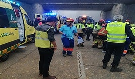 Emergency services at the scene of the accident.