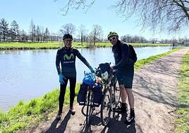 Ian Parr and Ian Magill on one of the stages of their journey.