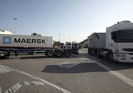 Haulage lorries in the Port of Algeciras.