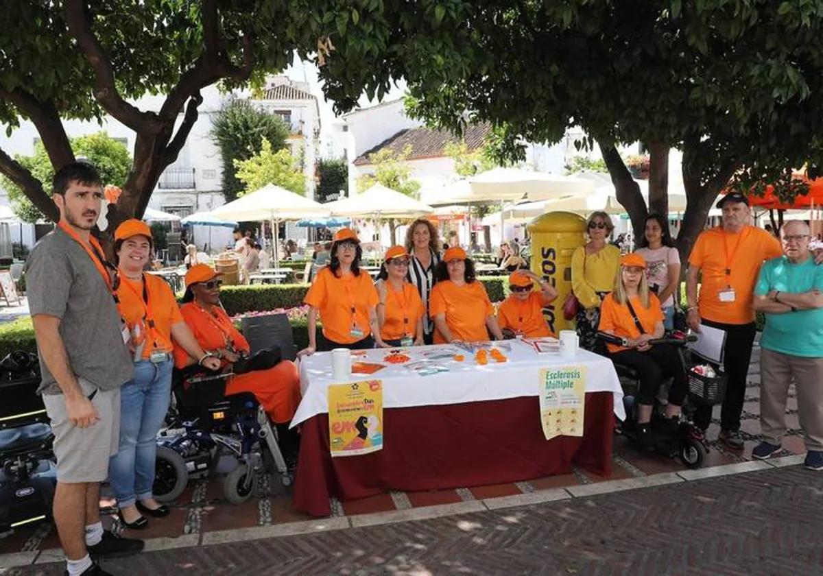 An information stall on Plaza de los Naranjos in Marbella this week.