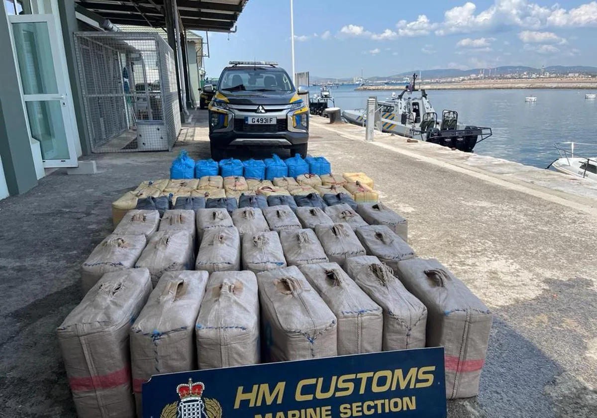 Bales of drugs seized by HM Customs Officers in Gibraltar