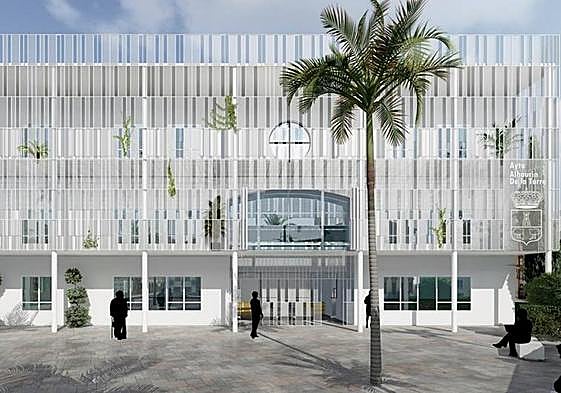 Computerised image of the new town hall building.