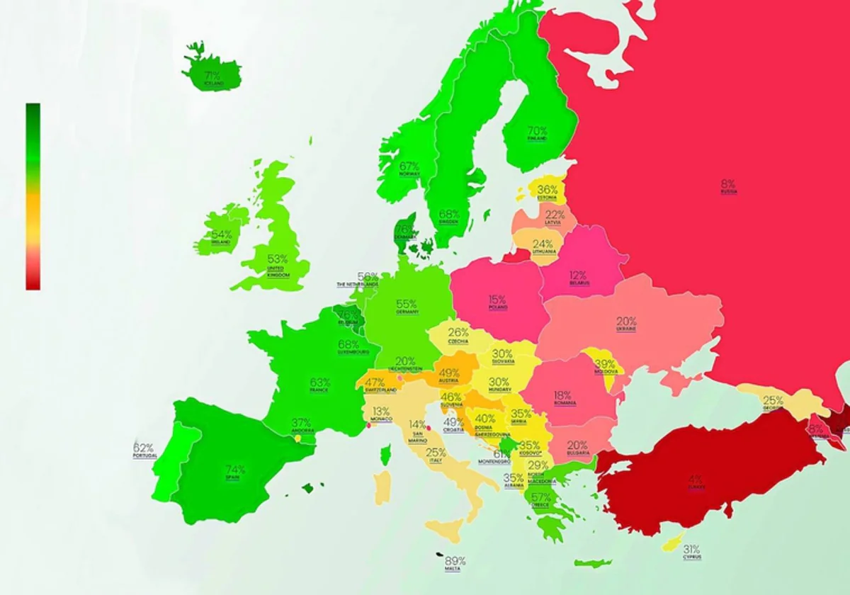 LGBT rights in Europe as of 2023.