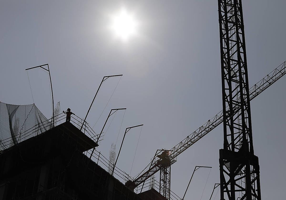A worker on a construction site in Malaga this summer.