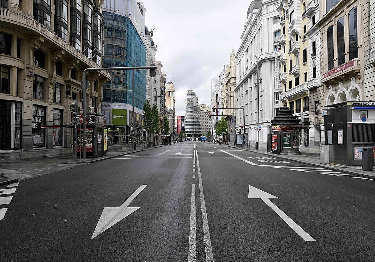 Empty streets in Madrid during the lock down.