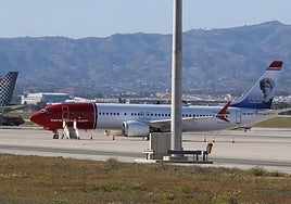 A Norwegian aircraft at Malaga Airport.