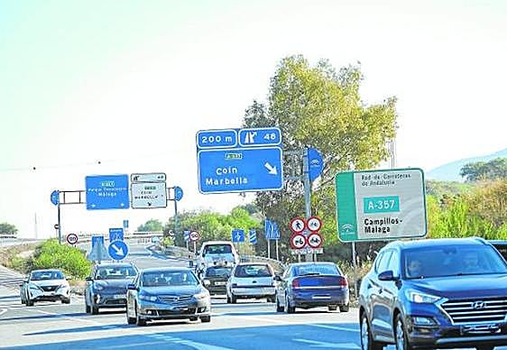 The point on the A-357 where the motorway stretch from the coast ends and the road narrows into a single lane in each direction.