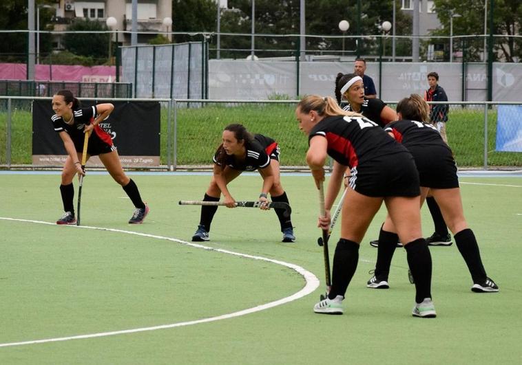The Gibraltar women's hockey team during the tournament.