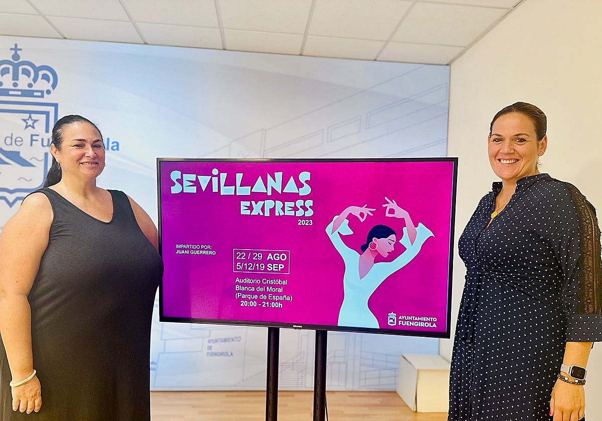 Dance tutor Juani Guerrero and councillor Moreno announce the classes.