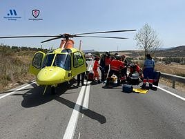 Emergency services at the scene of the accident.