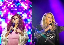 Gloria Gaynor and Bonnie Tyler, on stage at Autocine Malaga on Tuesday.
