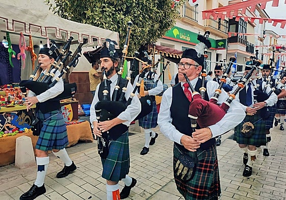The Sur Pipes Band at the celebrations in Teba last weekend.