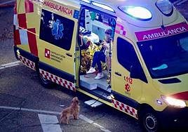 Emergency services treating injured people at the scene this morning, 29 August.