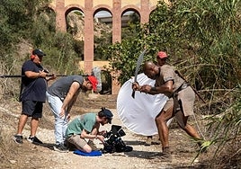 A scene from the filming on Friday 15 September.